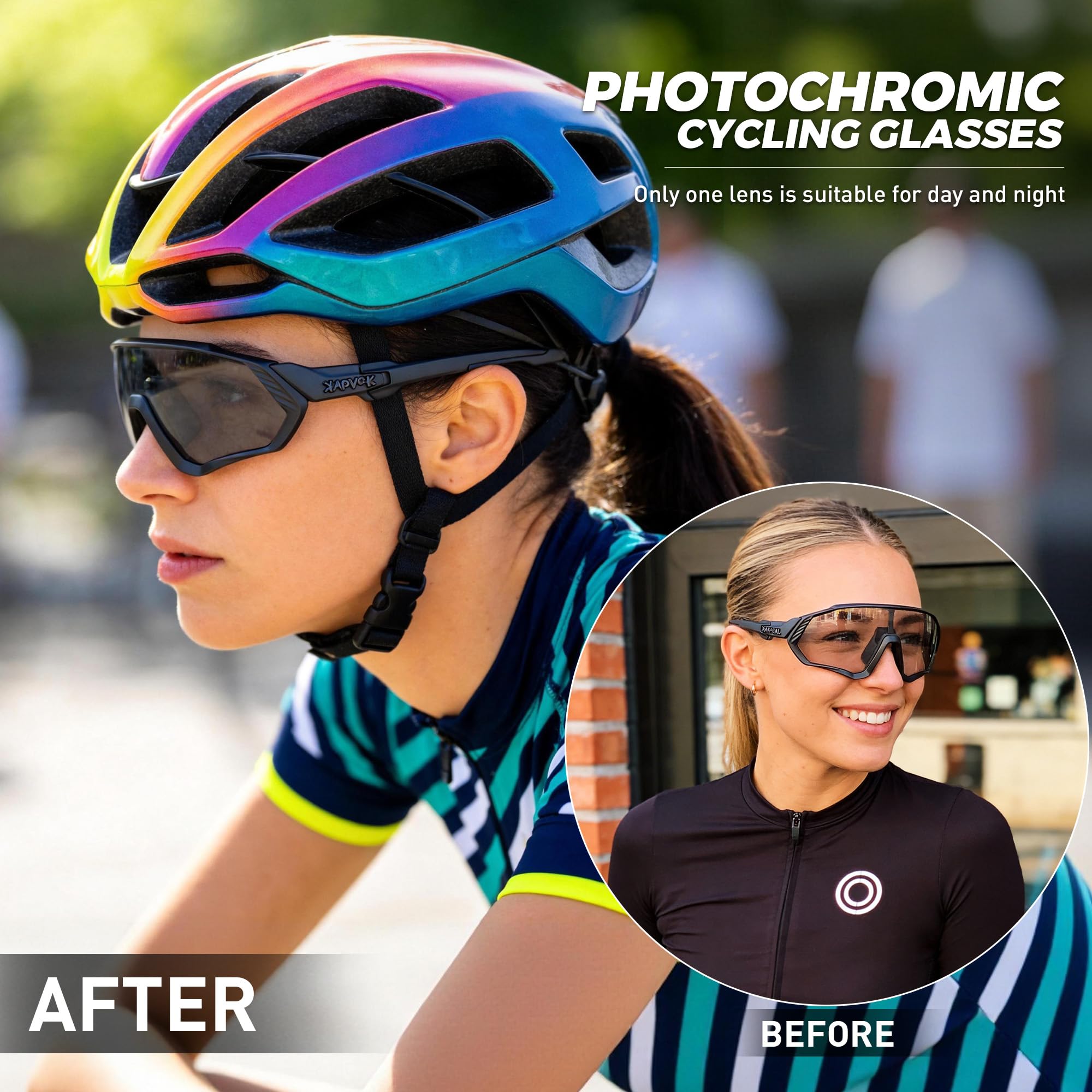 KAPVOE Fotocromatici Occhiali Da Ciclismo Con TR90 Occhiali Da Sole Sportivi Donne Uomini Che Corrono Chiaro Mtb Bicicletta Accessori K9408