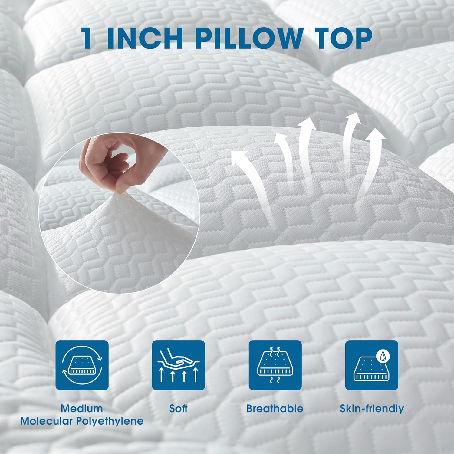 Dual Layer 3 Inch Cooling Memory Foam Mattress Topper Queen Size, 2 Inch Gel Mattress Topper + 1 Inch Pillow Top Mattress Pad, Soft Bed Topper with Deep Pocket 8-21 Inch