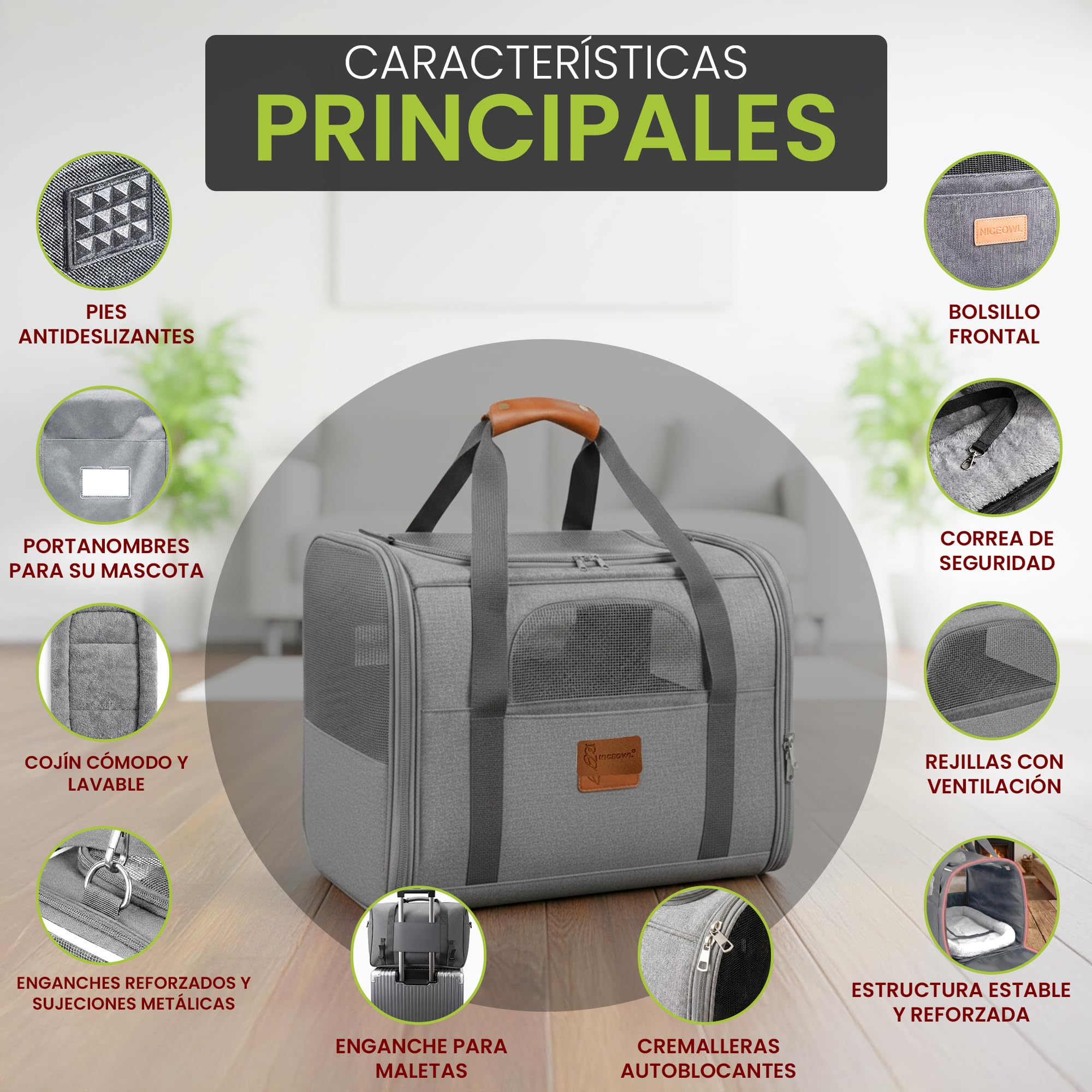 Transportin Perro Gato Plegable y Reforzado con Cama, Bebedero y Juguete de Regalo | Transporte de Gato Viaje Cómodo y Seguro | Bolsa de Transporte Portátil con Ventilación 360º