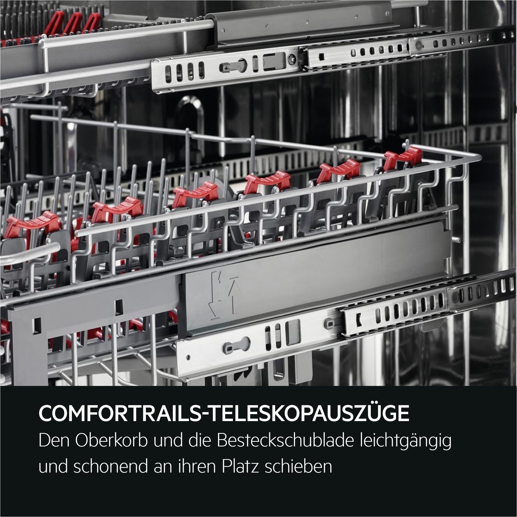 AEG Vollintegrierter Geschirrspüler 60cm, WiFi, Spülmaschine Serie 7000: mit Glasschutz, Energieklasse A-10%, Besteckschublade, Innenbeleuchtung, TimeBeam, 40dB, ComfortRails, 14 MG, FSE7770AP - 4