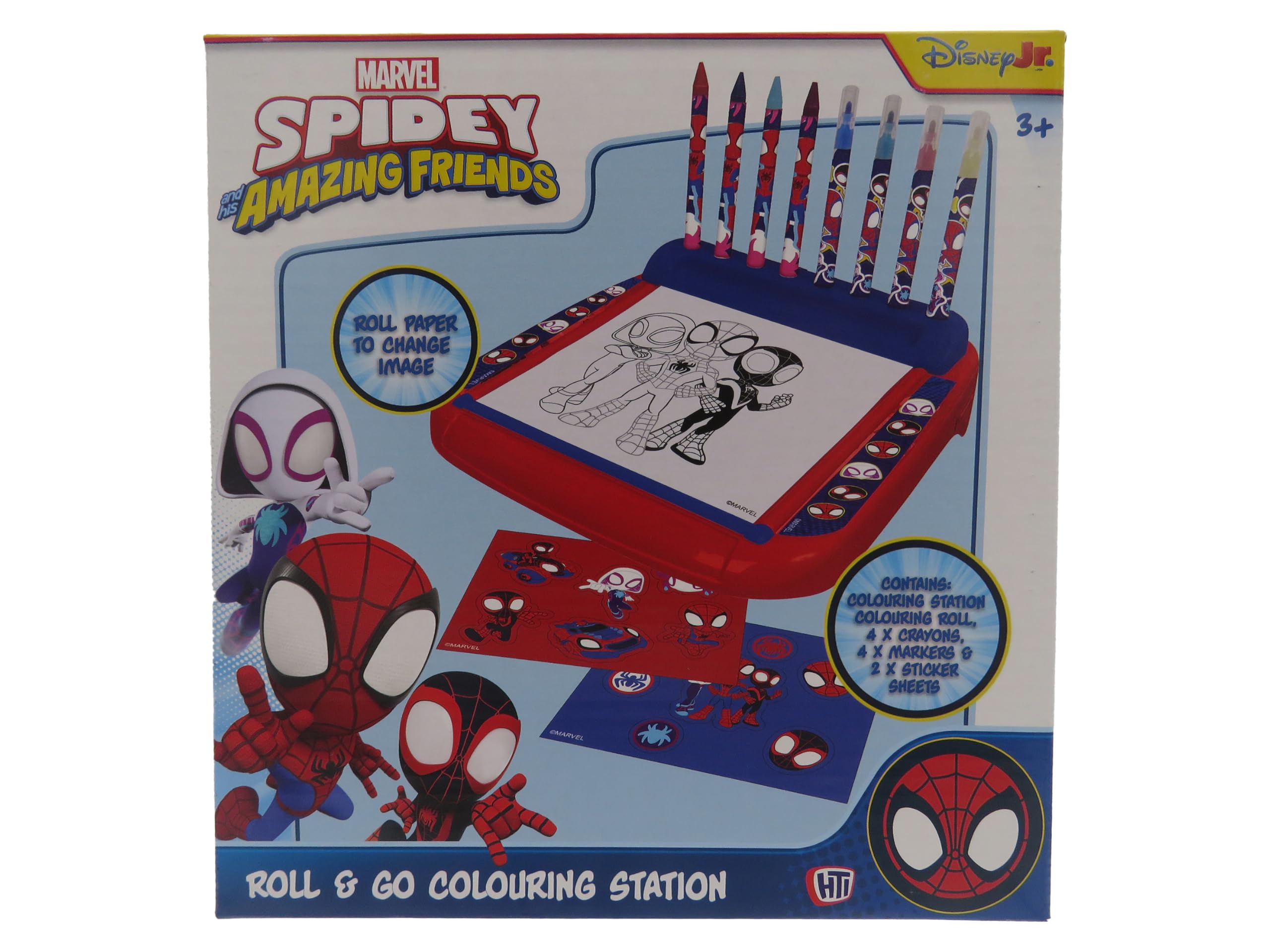 Estación De Dibujo Portátil Spidey Roll & Go De CyP Brands – Set Creativo Con Rotuladores, Ceras, Plantillas Y Rollo De Papel, Producto Oficial Para Niños Y Niñas