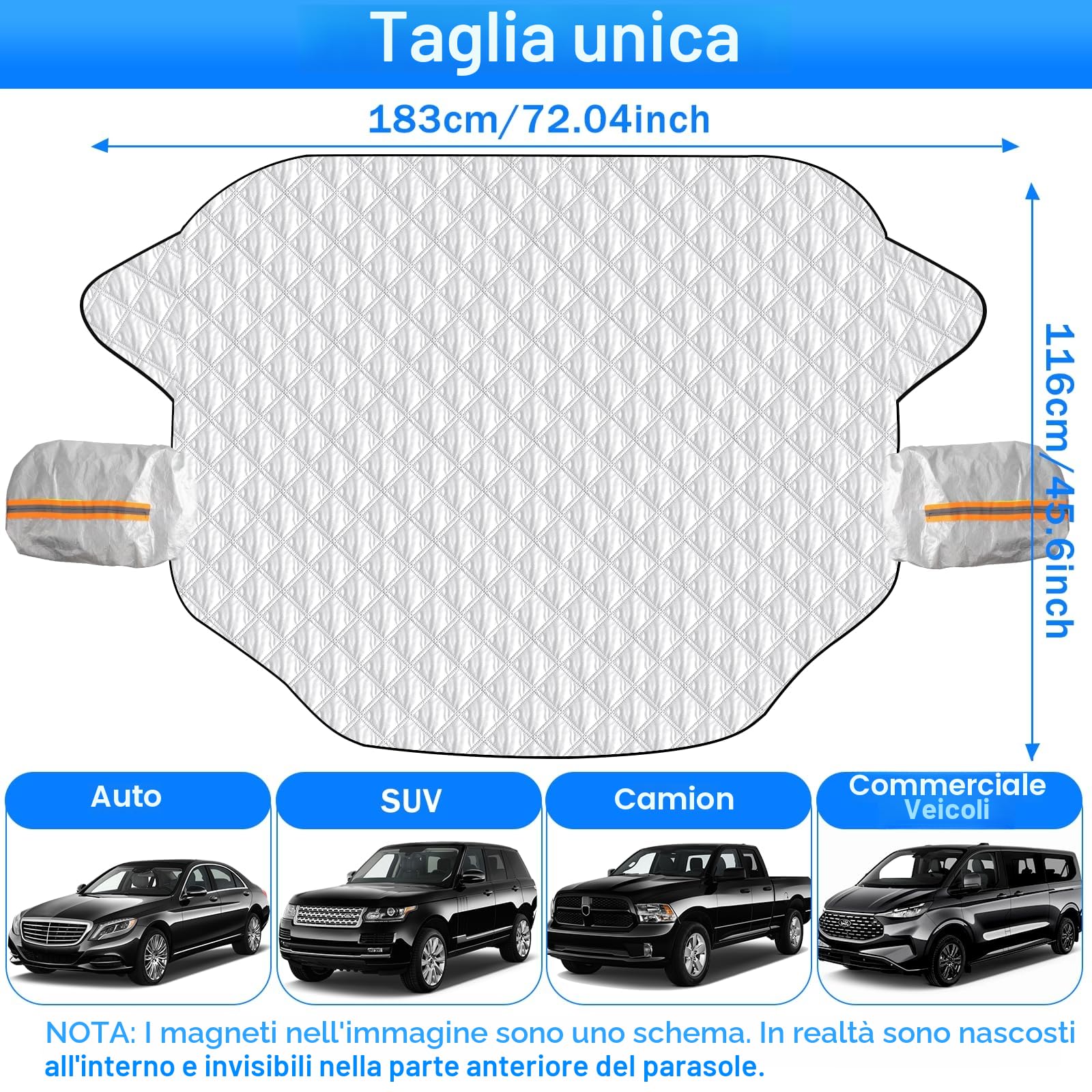 Feebee Copertura Parabrezza Auto Antighiaccio Inverno, Magnetico Copri Telo Esterno Parabrezza Anteriore, Protezione Anti Gelo Neve Grandine UV
