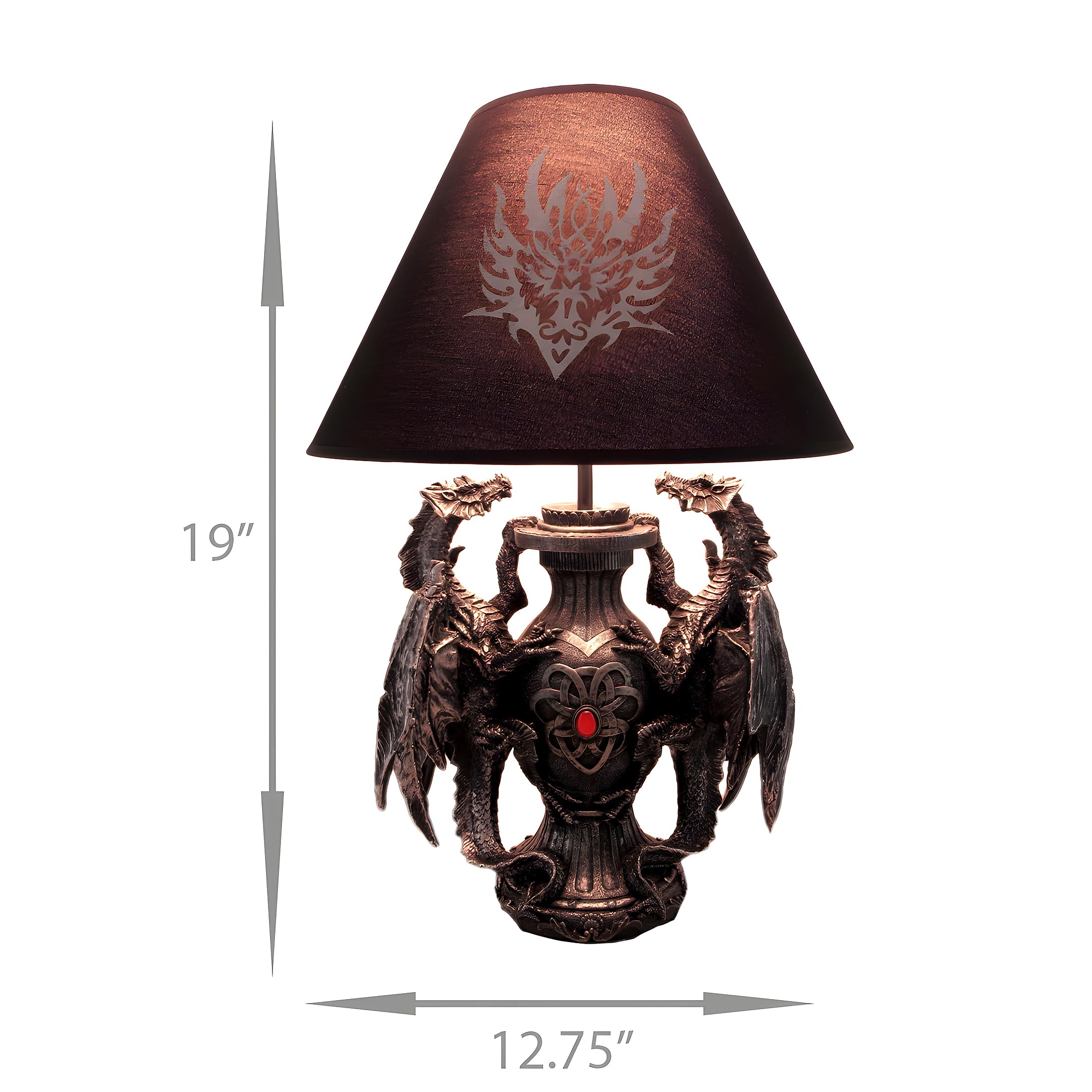 ガーゴイル ライト ゴシックドラゴン照明器具 Zeckos Dragon Table Lamp, 19 Inch Gothic Guardians with Black