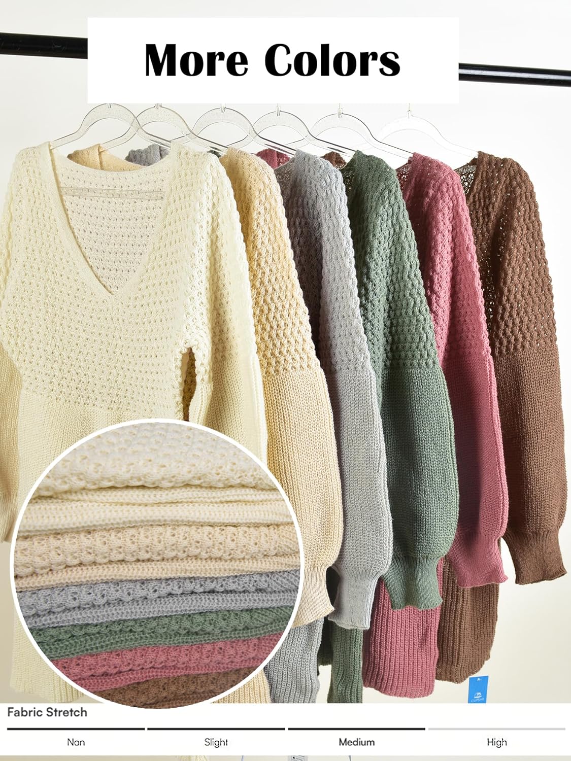 CUPSHE Womens Sweater Dress V Neck Long Sleeves Casual Fall Outfit Ribbed Knit Daily Warm Mini Dress - Image 7