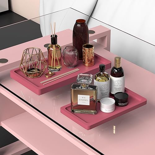 Miniatura 6 de YELLOW LOTUS Bandeja de tocador rosa  Pequeña bandeja de perfume para tocador, pequeñas bandejas de madera para decoración, bandeja de joyería de