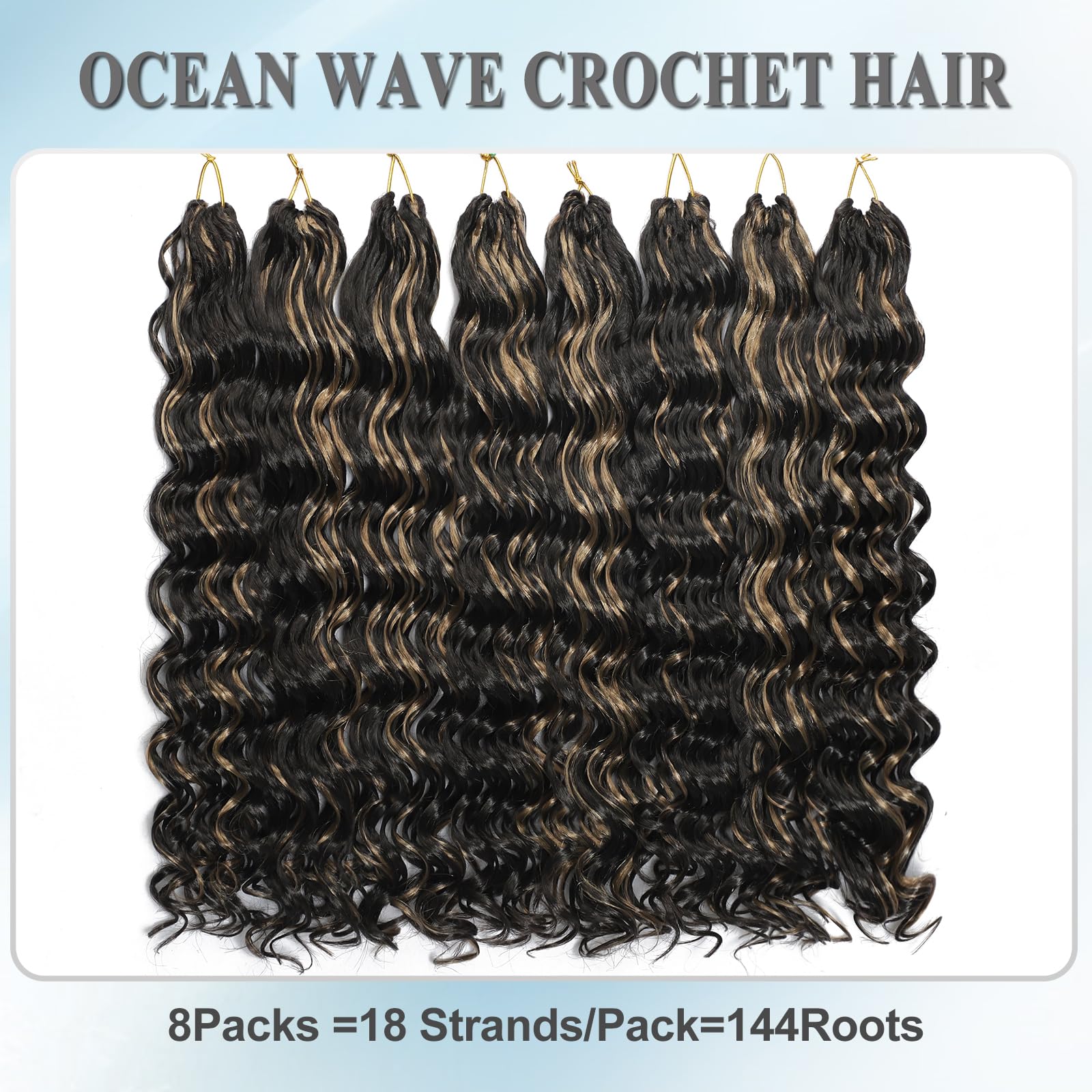 AMLUCKS Ocean Wave Crochet Hair 8 Packs Pre Looped Short GoGo Curl Crochet Hair Ombre Curly Deep Wavy Twist Braids Synthetic Braiding Hair Extensions for Women (P4/27# - Image 3