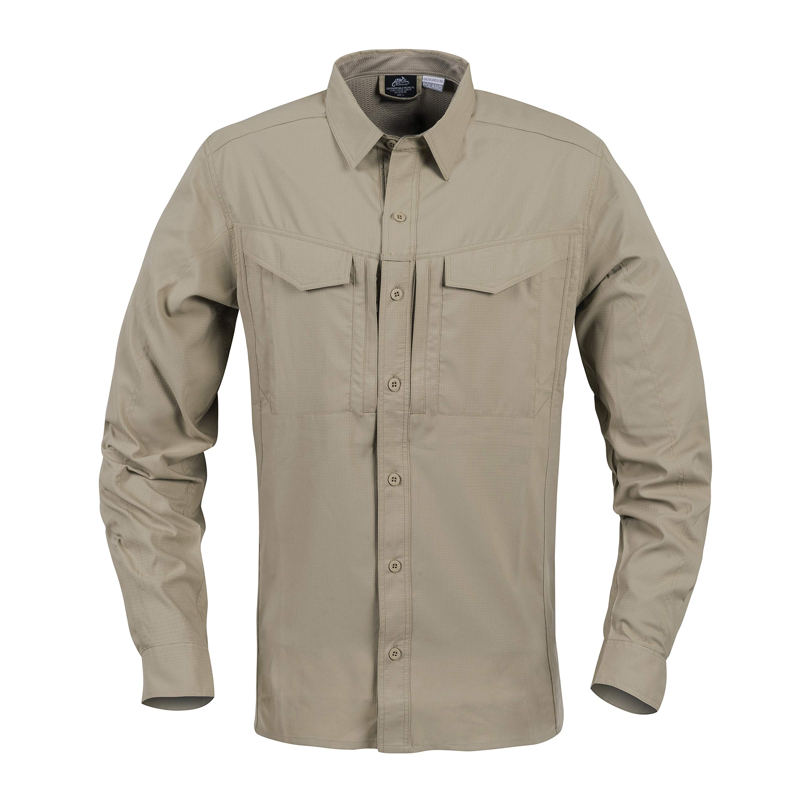 Helikon Men's Defender Mk2 Tropical Shirt Long Sleeve Silver Mink Size 3XL