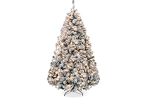 Christmas Trees 7 Ft Pre-Lit Snow Flocked Artificial Pine Tree