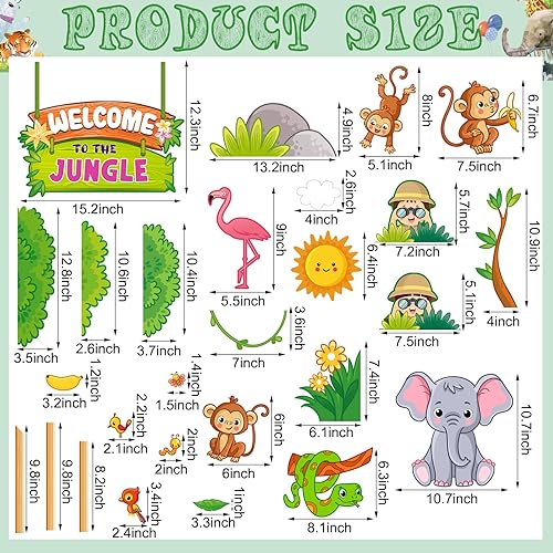 Miniatura 2 de Juego de 103 tablones de anuncios de la selva Welcome to The Jungle Animal para tablón de anuncios, decoración de tablero de anuncios de mono,