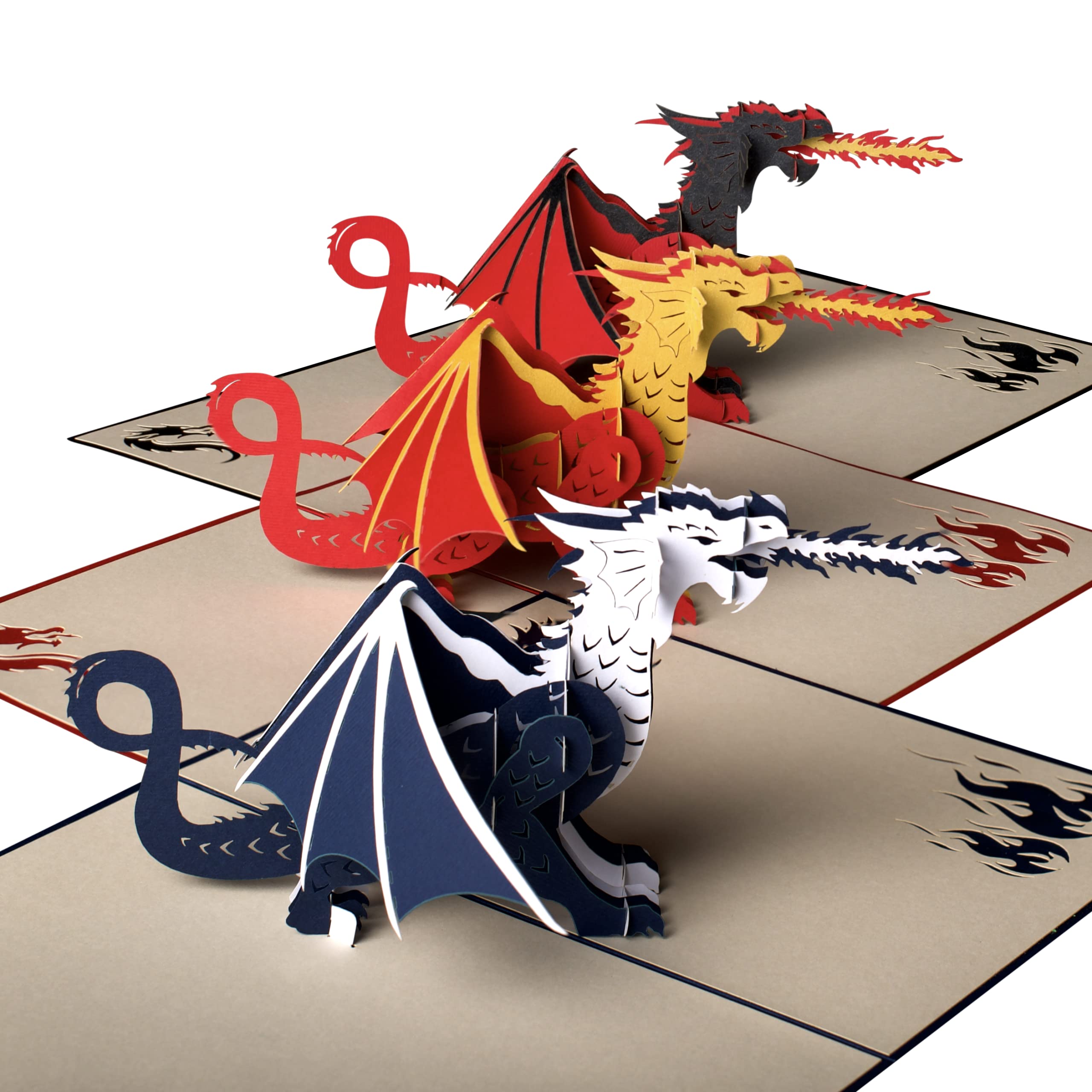 Three Dragon Pop Up Cards by DEVINE CARDS