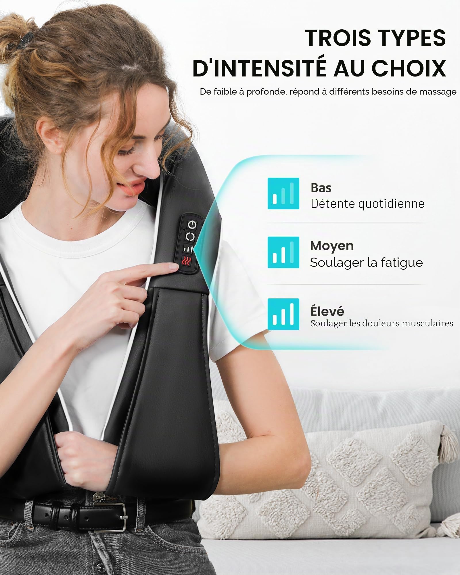 ALLJOY Masseur Cervical, Massage Dos et Cou Épaules avec Chauffage,Appareil de Massage Shiatsu Électrique avec Sac de Rangement,3D-rotation Vitesse Réglable, Cadeaux pour Meres Papa Femme Homme,Noir