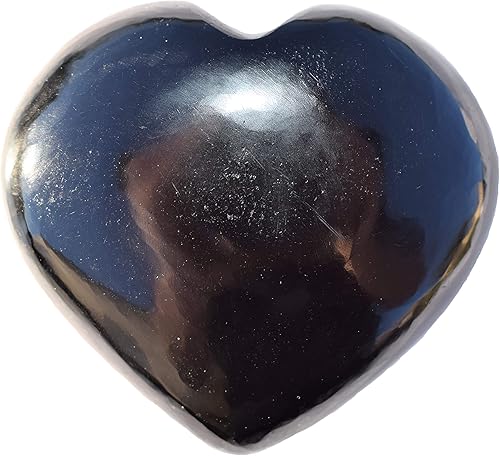 Selenita cargada a mano tallada a mano natural XL negro obsidiana (Himalaya) corazón hinchado de bolsillo  corazón de palma  piedra de preocupación