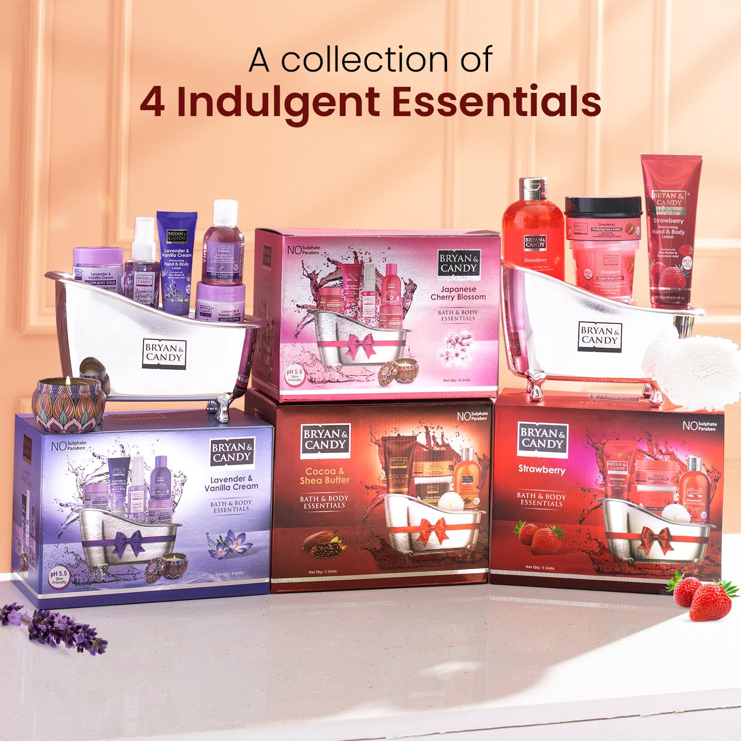 Bryan & Candy Bath Tub Essentials|Gift Set For Women And Men | Complete Home Spa Experience (Cocoa Shea Tub Kit) 4