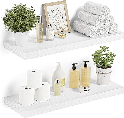 Miniatura 38 de Vivelove Estantes flotantes para montar en la pared, estante de 16 pulgadas para baño pequeño, dormitorio, sala de estar, cocina, decoración moderna