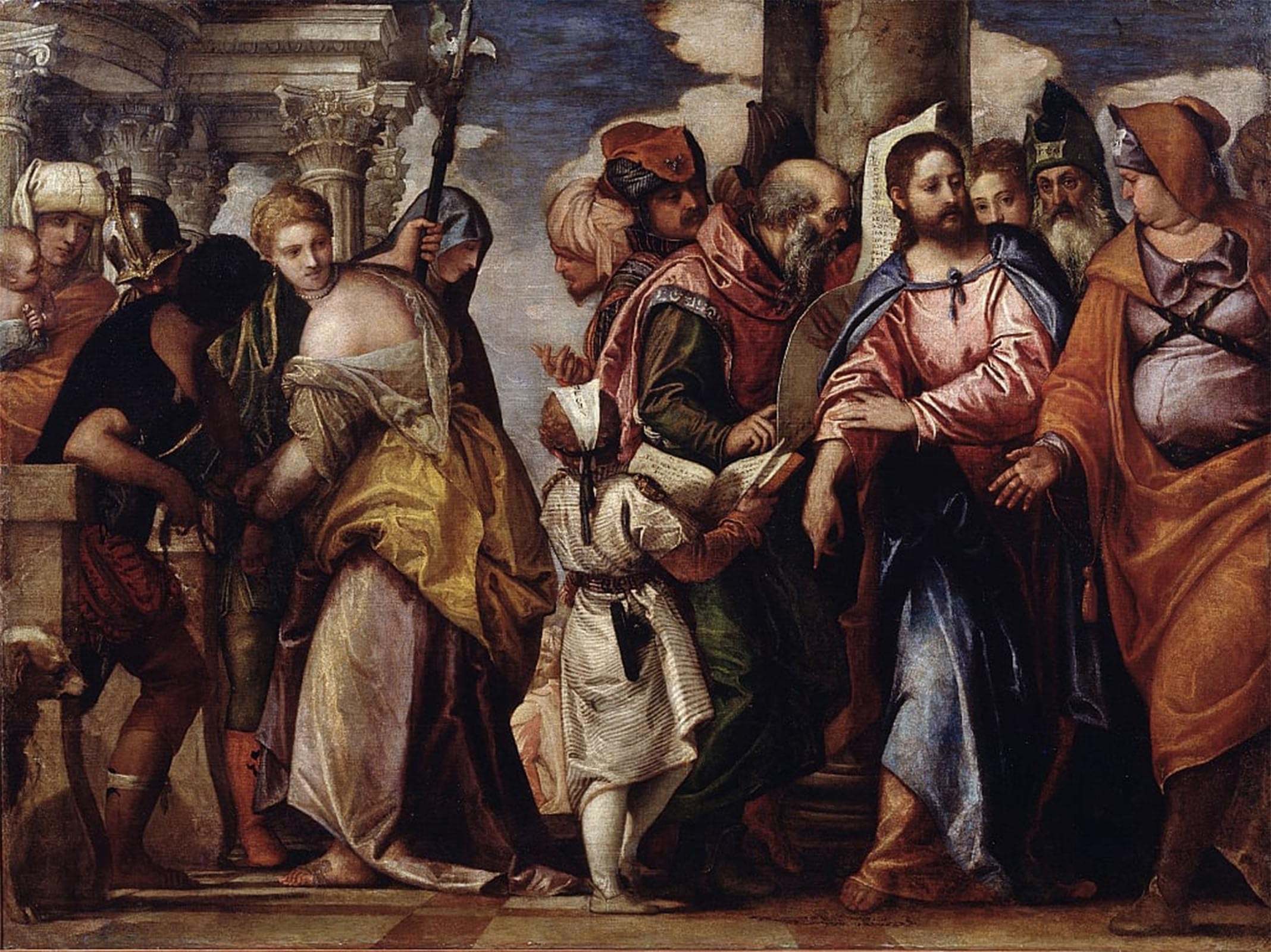 ARTXLXXBN Famous Print Painting Colorful Art Print Christ and the Woman Taken in Adultery by Paolo Veronese Canvas Art Decorations for Home Decor 60x90cm
