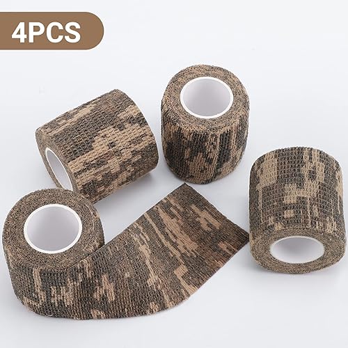 Vista 2 de DROK 4/10 Rollos de Cinta de Camuflaje Autoadhesiva, Vendaje de Camuflaje para Deportes al Aire Libre, Escalada, Camping, 2/3 Pulgadas x 4.5 Metros