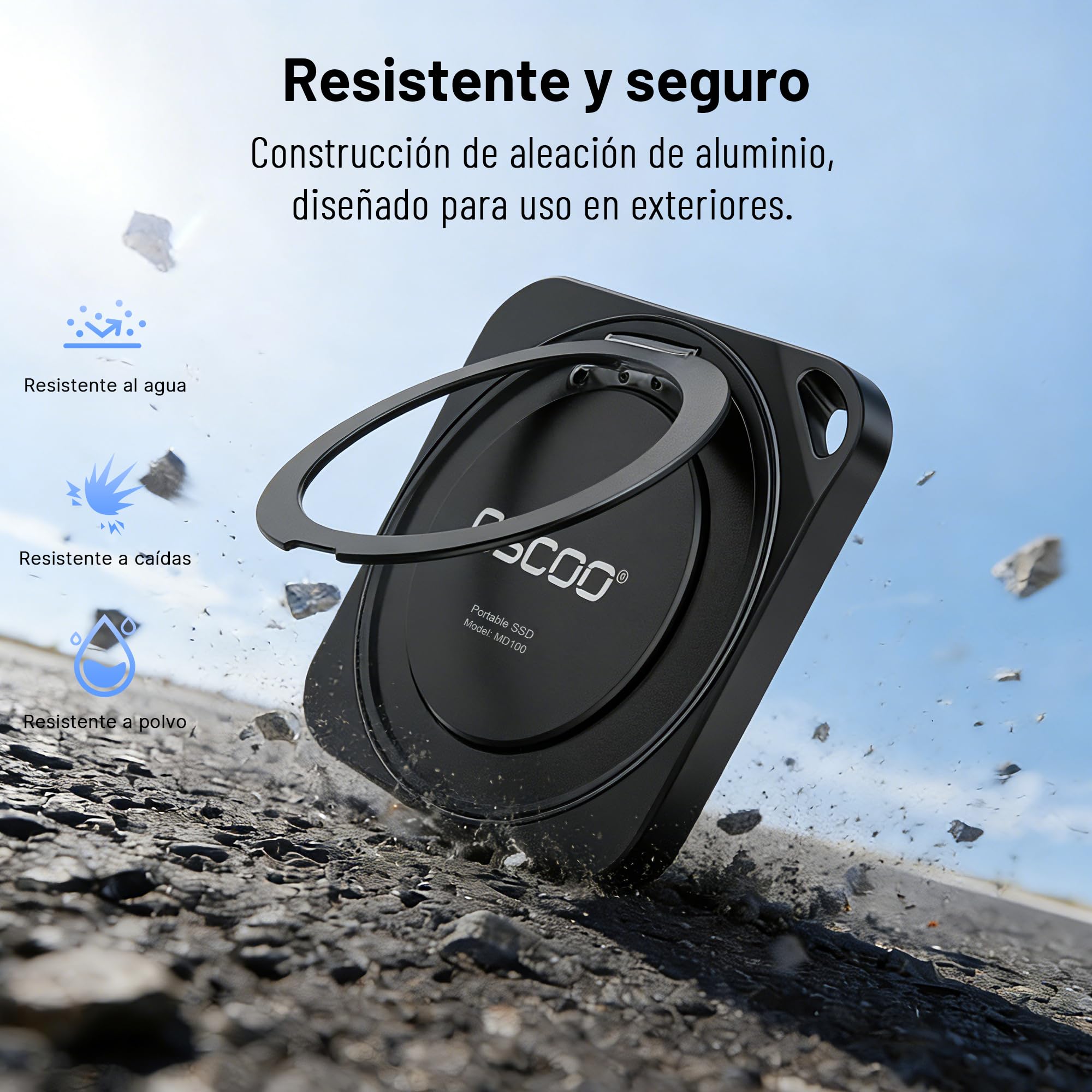 MD100 1TB SSD Magnético Portátil 2000MB/s USB-C | SSD externo USB 3.2 Gen2, compatible con iPhone 15/16/17 ProRes 4K, Mac, PC, Android y tabletas. Ideal para juegos.