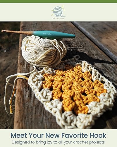 Miniatura 3 de mindfulknits Gancho ergonómico de madera de haya de alta calidad, tamaño M de EE. UU., 0.354 in - 5.9 in de longitud, suministros de tejido y