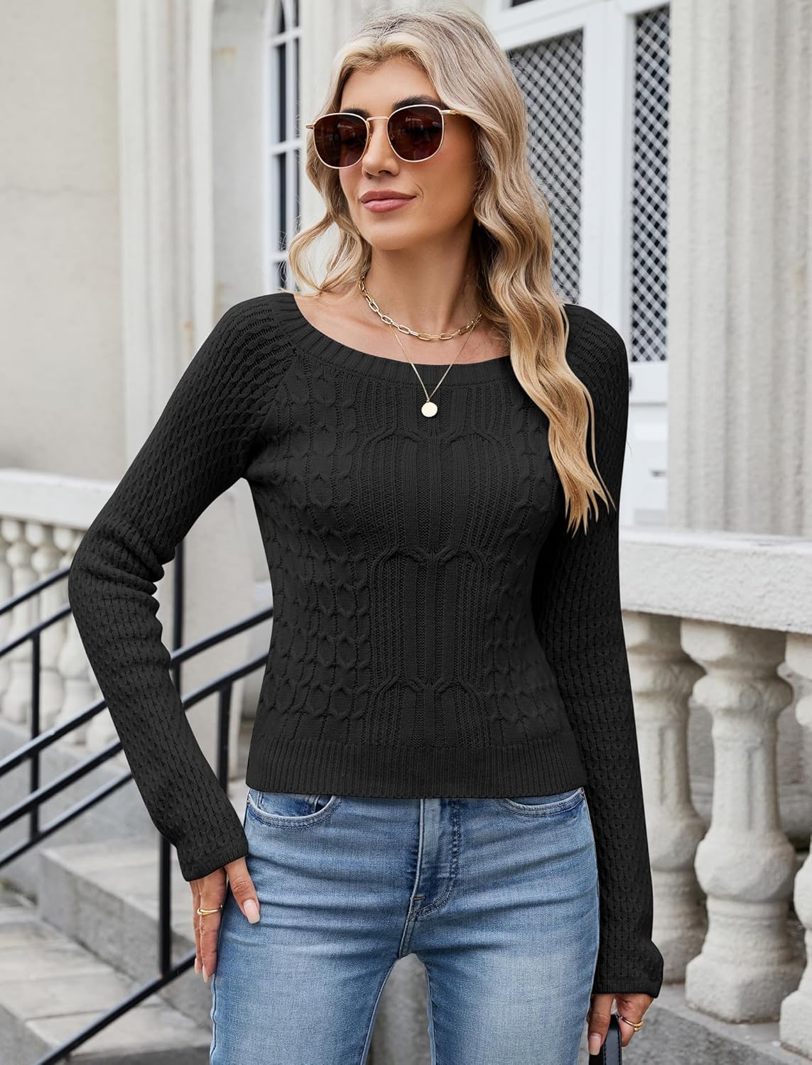 ZAFUL Women's Cropped Knit Sweater Boat Neck Long Sleeve Pullover Jumper Top - Image 3