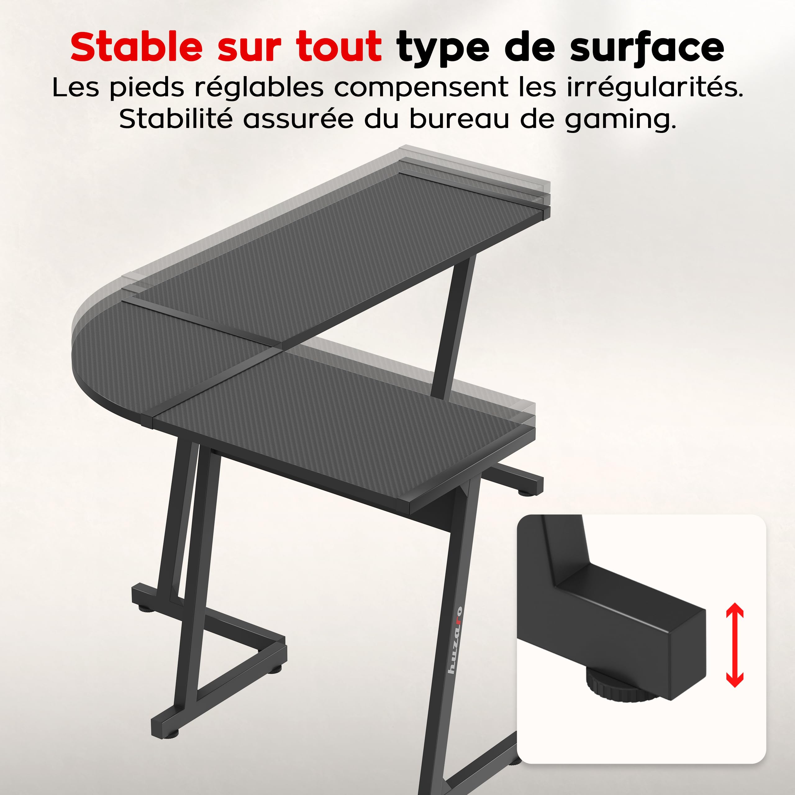 huzaro Hero 6.0 Bureau d'angle en Forme de L, Poste Gamer, 147x112cm, Noir