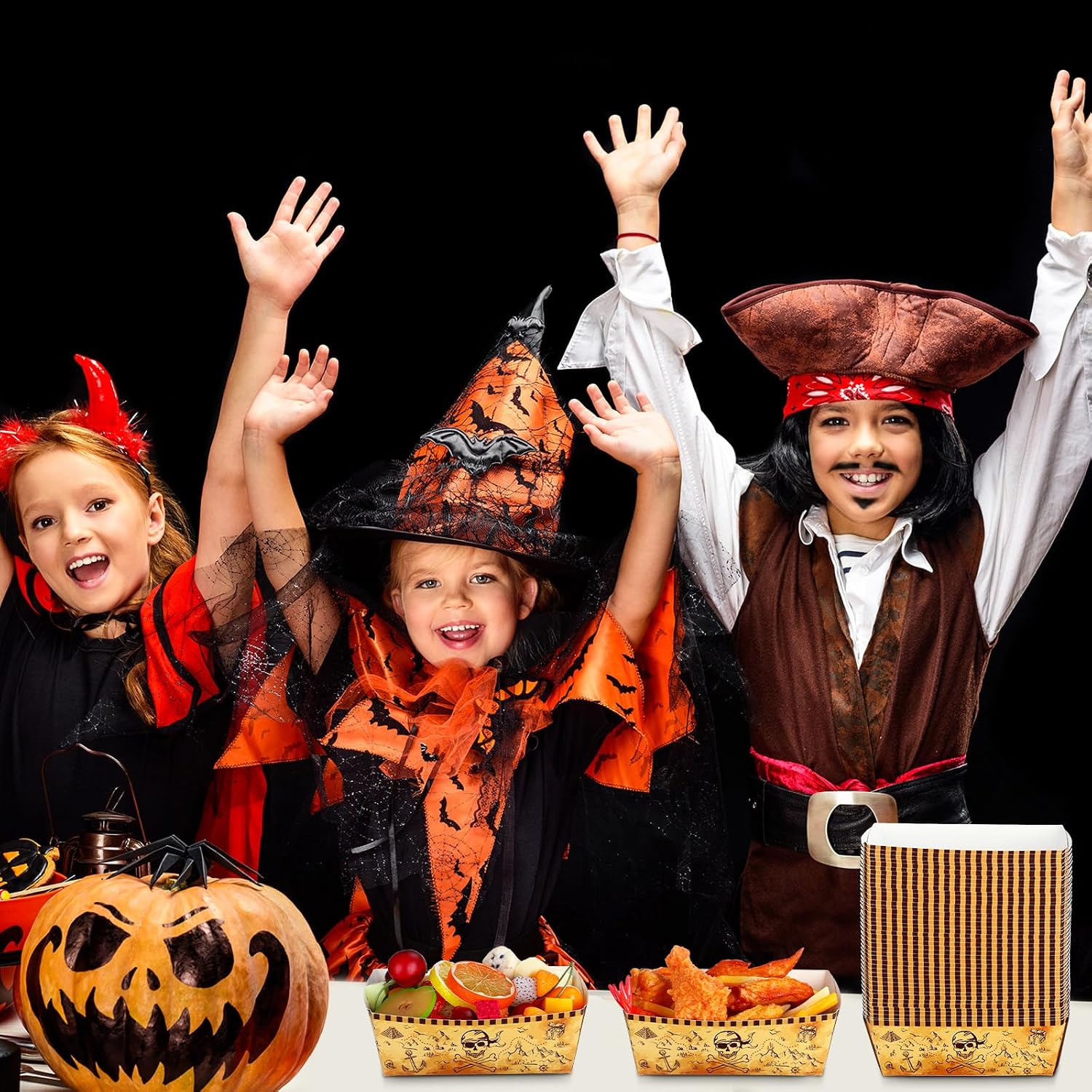 50 Pcs Pirate Party Decorations Birthday Paper Food Serving Trays Snack Boats Treasure Map Pirate Party Bowls Disposable for Nautical Halloween Themed Decorations Supplies(Brown)