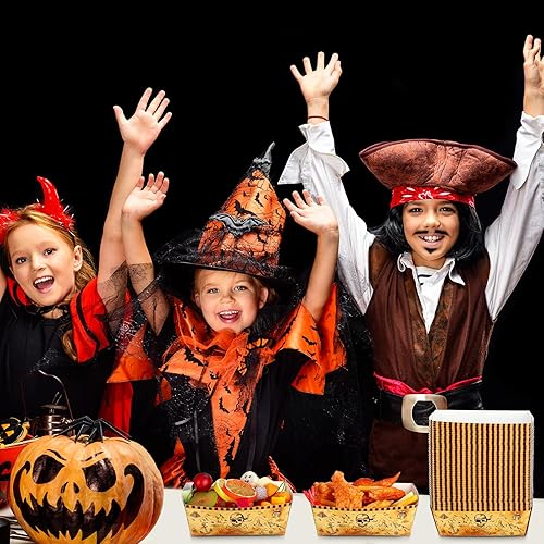 Miniatura 4 de Junkin 50 piezas de suministros de fiesta pirata, bandejas de papel pirata, bandejas de comida con temática náutica, regalos de fiesta, caja de