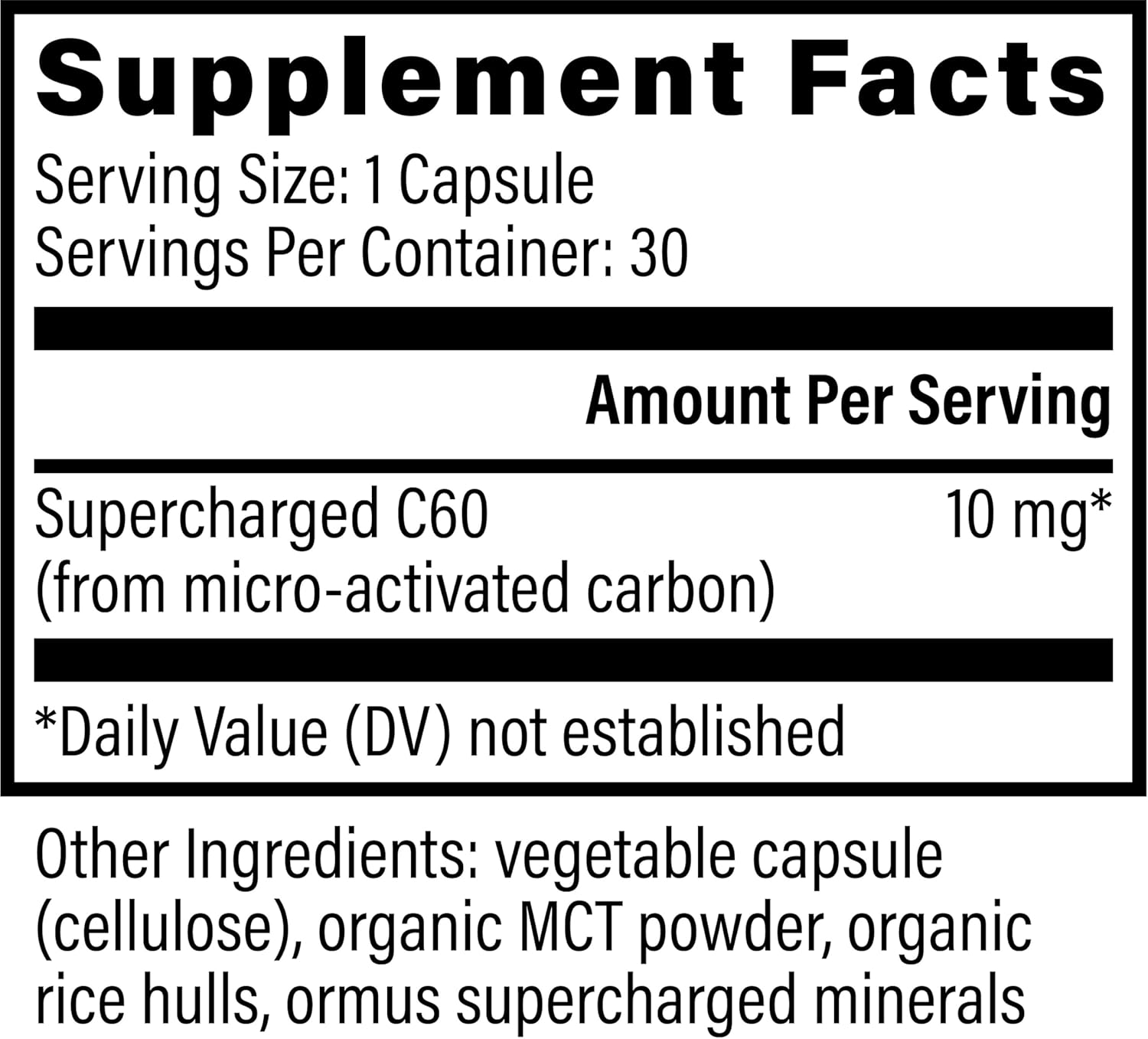 Global Healing Center Supercharged C60 - Micro-Activated Carbon Fullerene w/Organic MCT Powder, 10 Times More Powerful Than Regular C60 Supplements - Helps Detoxification, Aging (30 Capsules) - Image 2