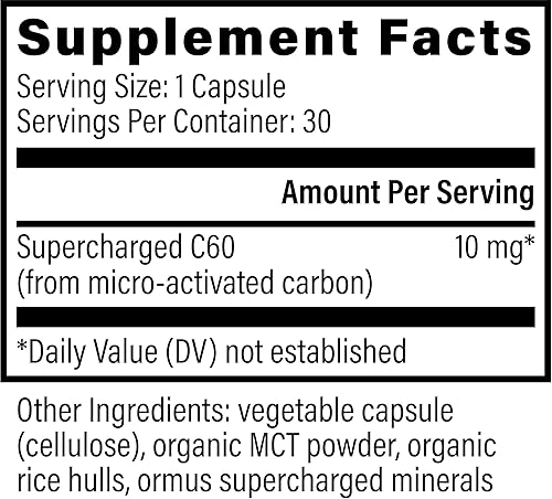 Miniatura 2 de Global Healing Center Supercharged C60 - Fullereno de carbón microactivado con polvo MCT orgánico, 10 veces más potente que los suplementos C60