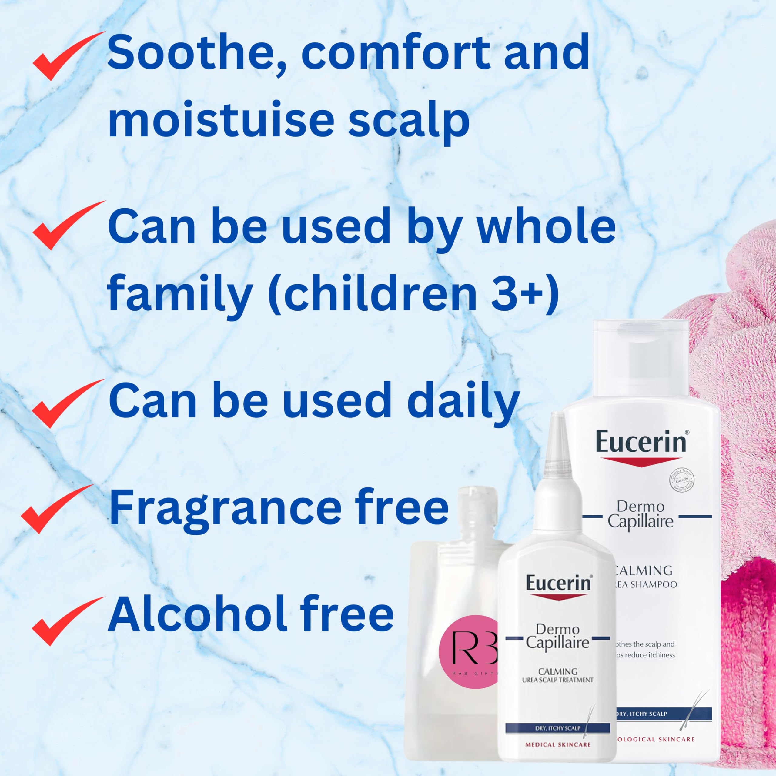 Itchy Scalp Treatment Bundle with Scalp Treatment 100ml Shampoo 250ml with Rab Gifts Hair Wrap and Travel Bottle - Image 3