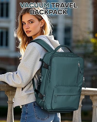 Vista 87 de VECAVE Mochila de viaje para laptop, mochila aprobada para vuelos,Mochila deportiva para universidad casual, E-peacockblue, Mochila para laptop