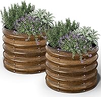 Vista 27 de Kesfitt Cama de jardín elevada, cama de jardín elevada de metal de acero galvanizado de 4 x 2 x 1 pies, diseño ovalado de fondo abierto, 12 pulgadas