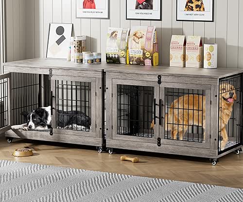 Lulive Dog Crate Furniture Set of 2, Dog Kennel Indoor