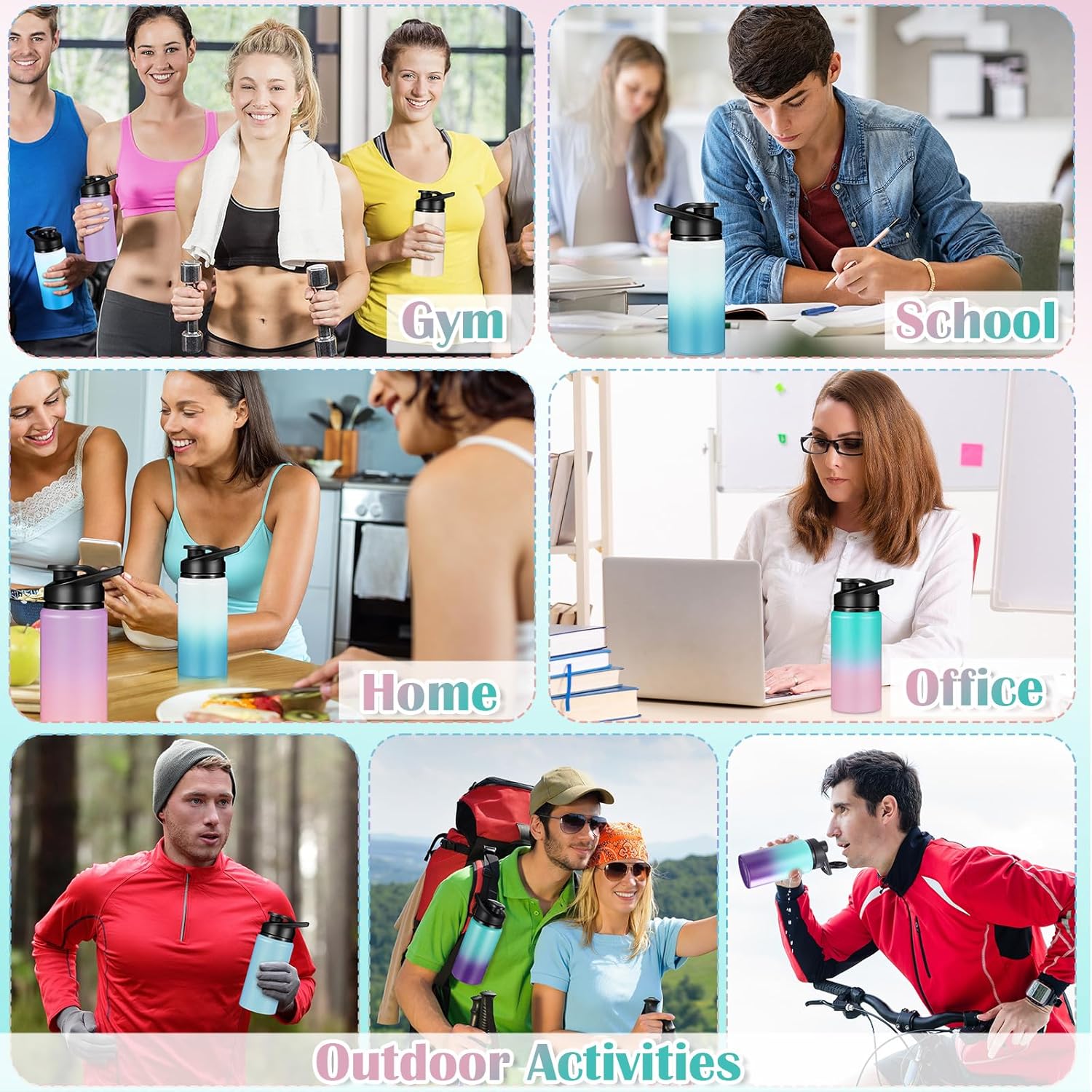 Mimorou 10 Pack Aluminum Water Bottle Bulk 17 Oz Reusable Sports Bottles with Snap Lid and Handle Multicolor Leak Proof Water Flask for Gym Travel Hiking Camping Hiking Outdoor Activities - Image 7