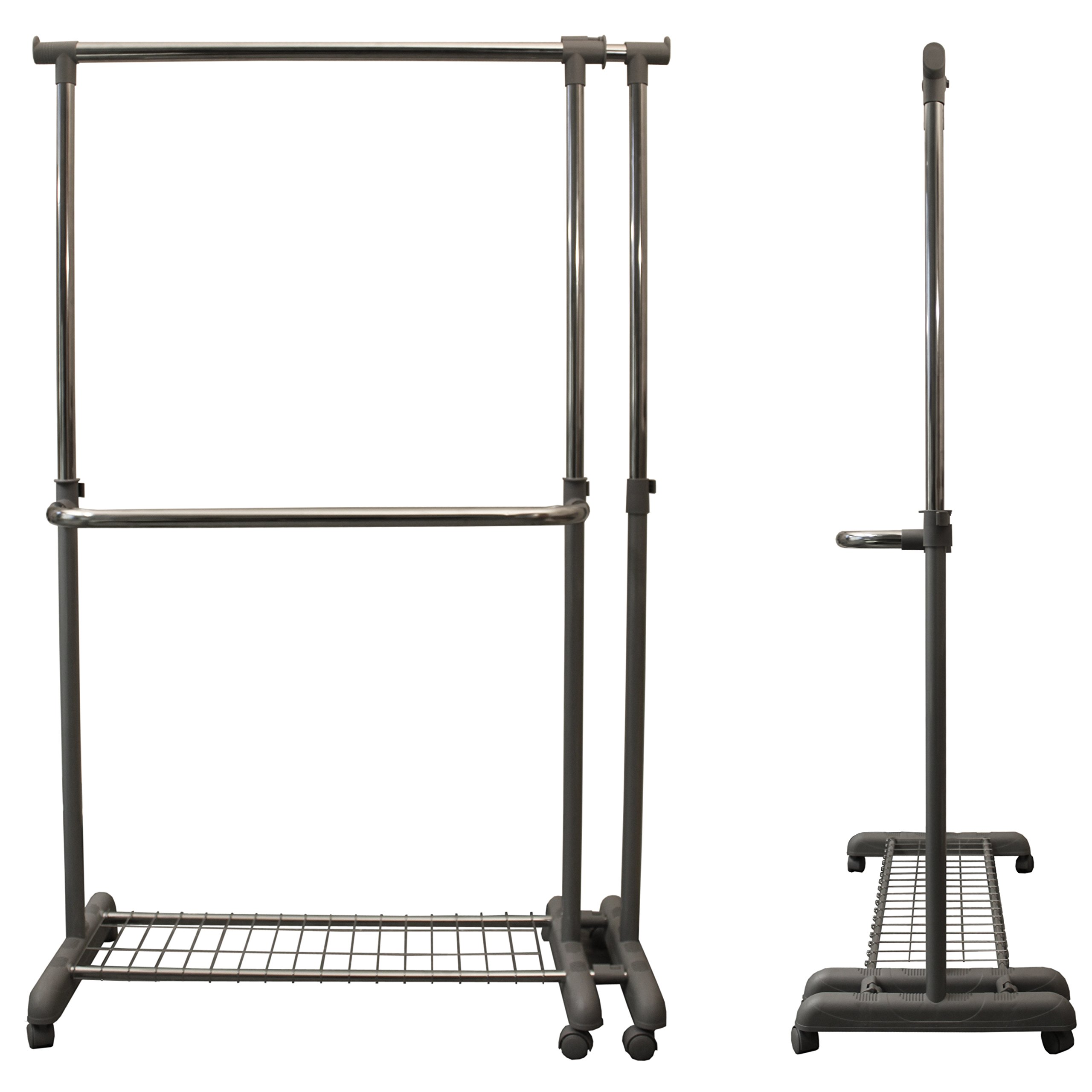 Gerso portant extensible vestiaire télescopique portemanteau de vestiaire à roulettes portants pour marché aux puces gris