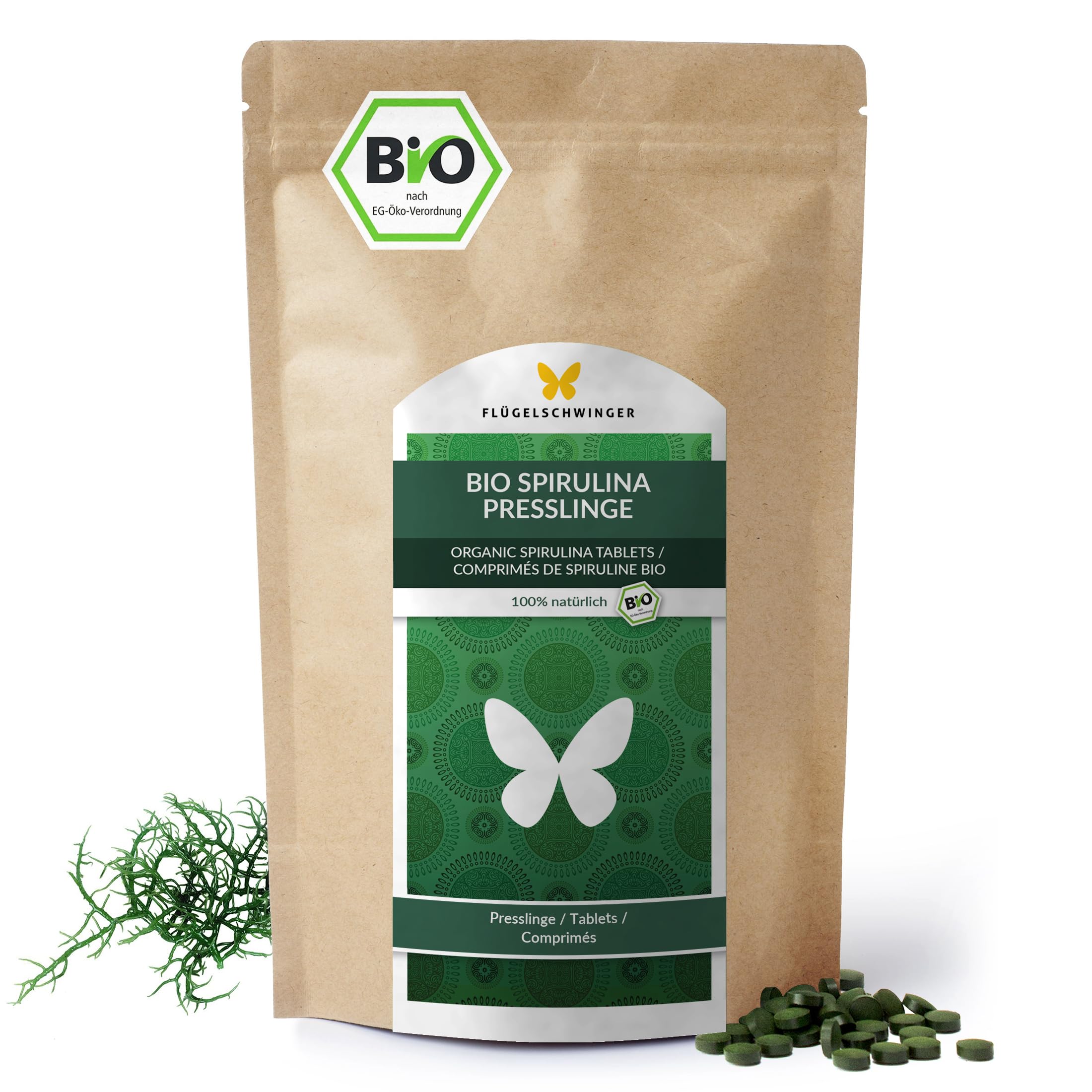 1kg BIO Spirulina Presslinge, 4000 Tabletten 'a 250mg, 100% natürlich, nach EU-ÖKO-Standard kultiviert und hergestellt, Rohkostqualität, ohne Zusätze (1000g)