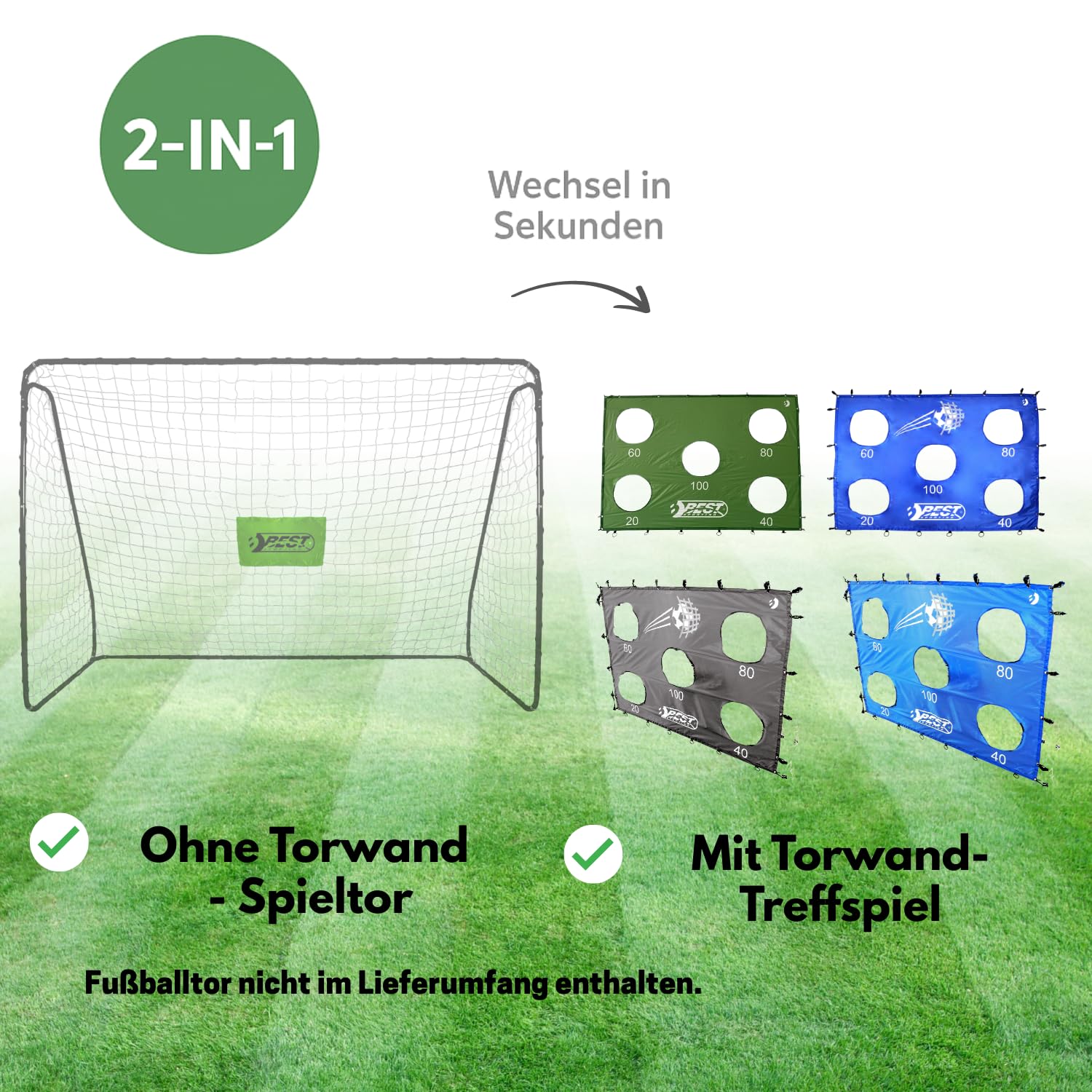 Best Sporting Torwand mit 5 Schusslöchern I Torschusswand 213 x 152 cm Passend für Fußballtore mit 240 x 170 cm I Fußball-Trainingswand I Outdoor-Torwand