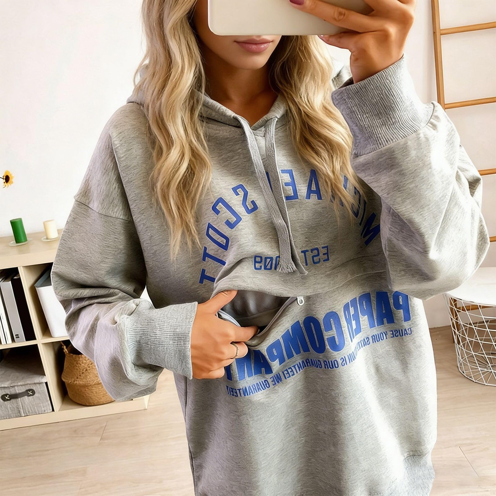 Generisch Cómoda blusa para embarazo, lactancia, blusa de lactancia con cremallera frontal, ideal para uso diario al aire libre