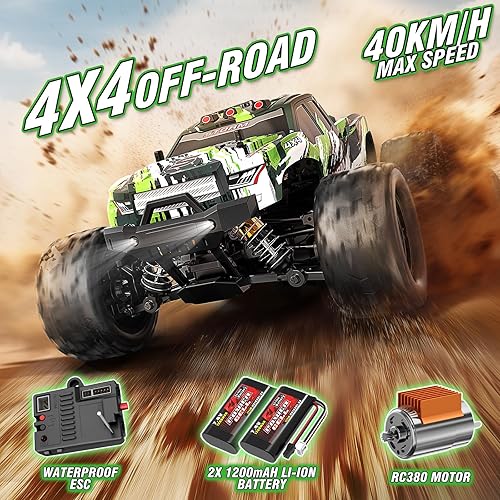 Miniatura 2 de Auto RC todo terreno 118 para adultos y niños (18305), 4WD Off-Road RC Truck de alta velocidad rápido 40+ KPH, 4x4 impermeable a control remoto con