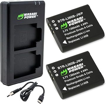 Wasabi Power Battery 2-Pack and USB-C Dual Charger for Ricoh DB-110 and Ricoh GR III, GR IIIx, Theta X, WG-6, G900, G900 II, G900SE II