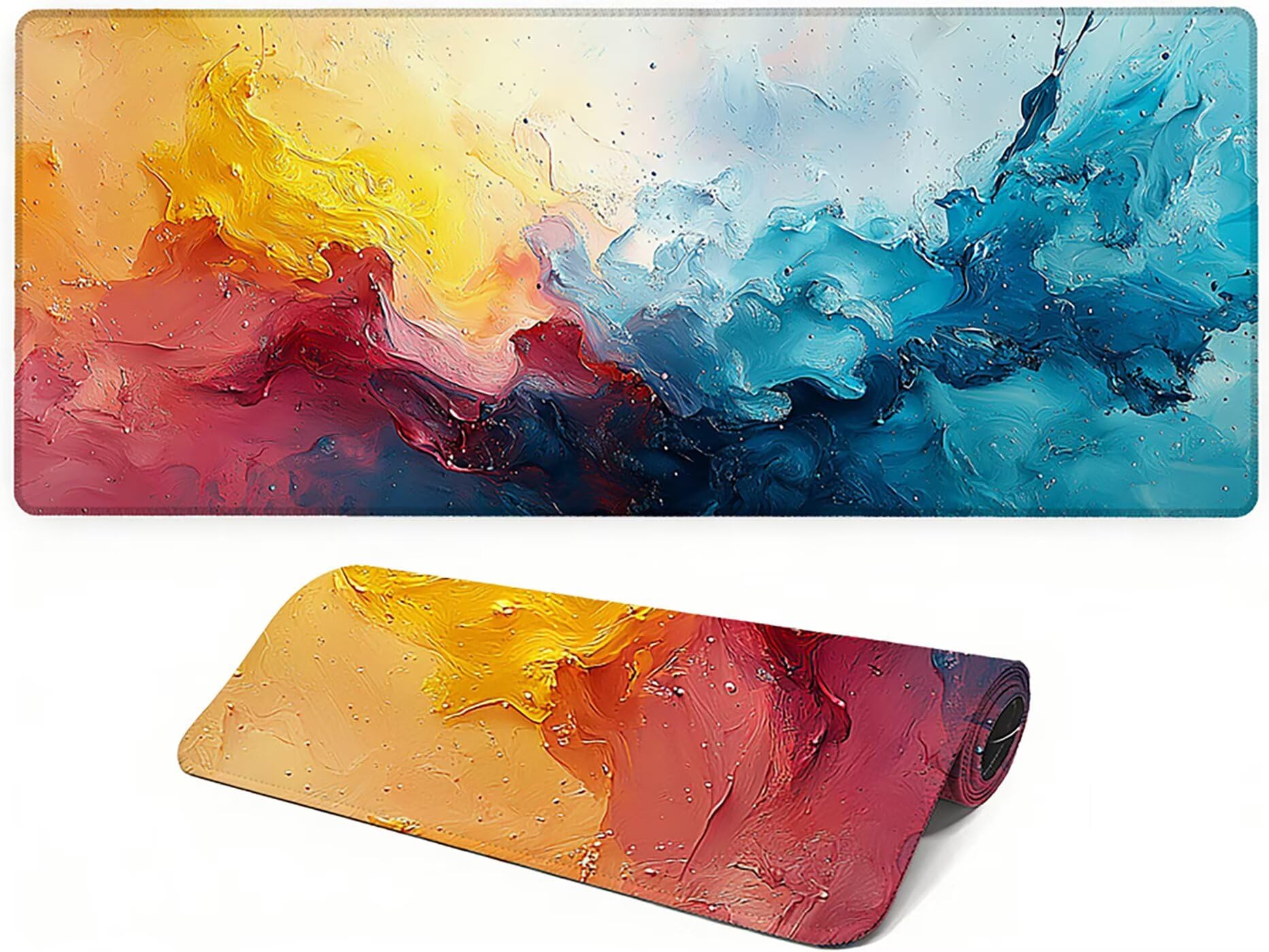 Lpfieonn Rosa Großes Schreibtischunterlage, XXL Schreibtischunterlagen, Blau XXL Wasserdicht Gaming Mousepad mit Vernähter Rand und Rutschfeste Gummibasis, für Laptop/Hause/Büro 120x60cm PF-3045