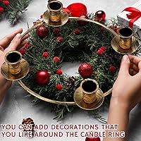 Vista 4 de 6 piezas de corona de Adviento de Navidad, candelabros de Adviento para coronas, anillos de bronce, candelabros de hierro forjado, candelabro