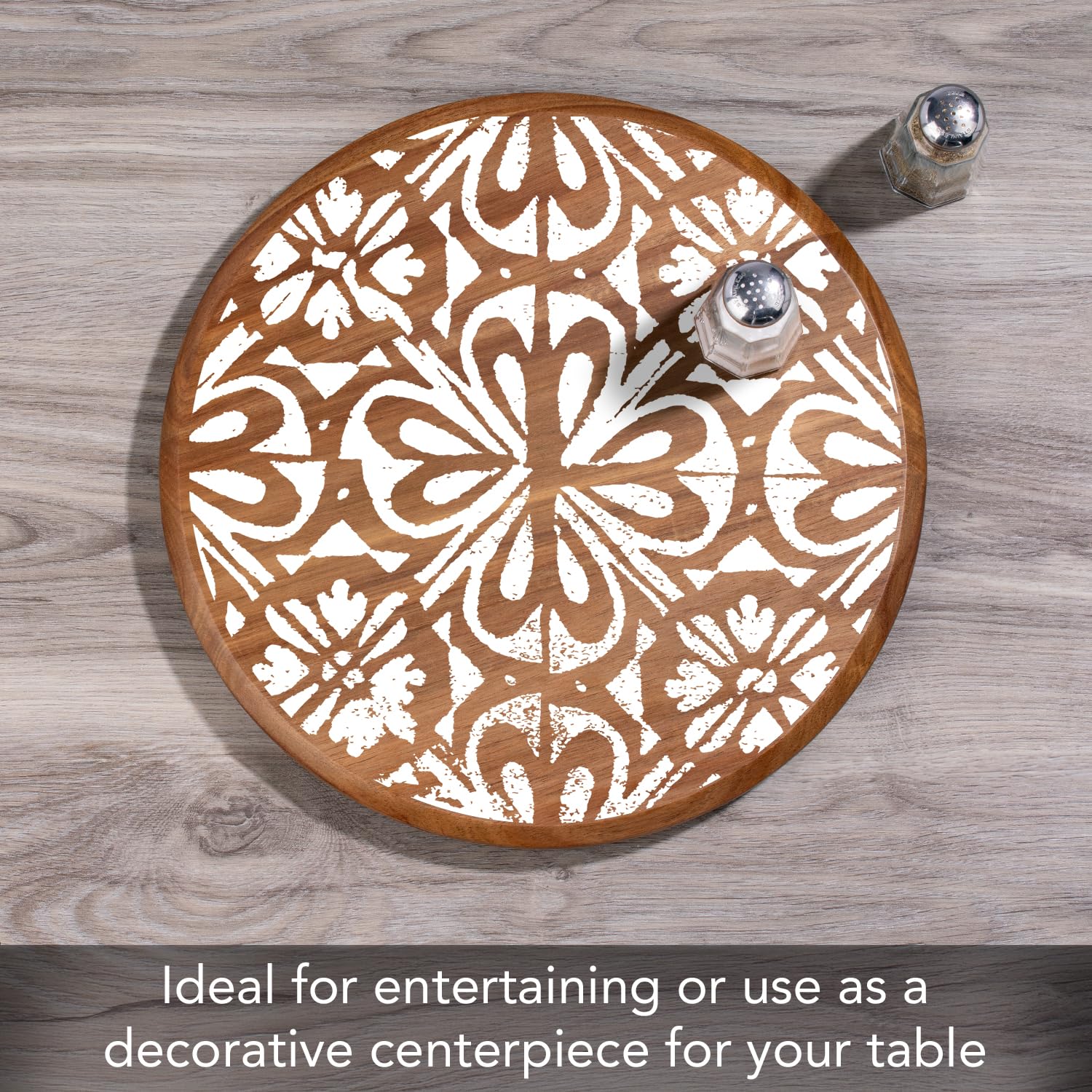 CounterArt Floral Bee 13" Tempered Glass Lazy Susan Turntable - Textured Surface Cake Plate & Condiment Caddy - View #12