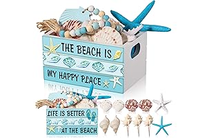Qunclay Beach Mini Wooden Crate Summer Tiered Tray Decor