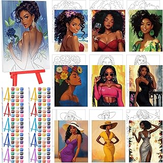 Blosssound 10 Set Charming Lady Pre Printed Canvas Pre Drawn Canvas Pain...