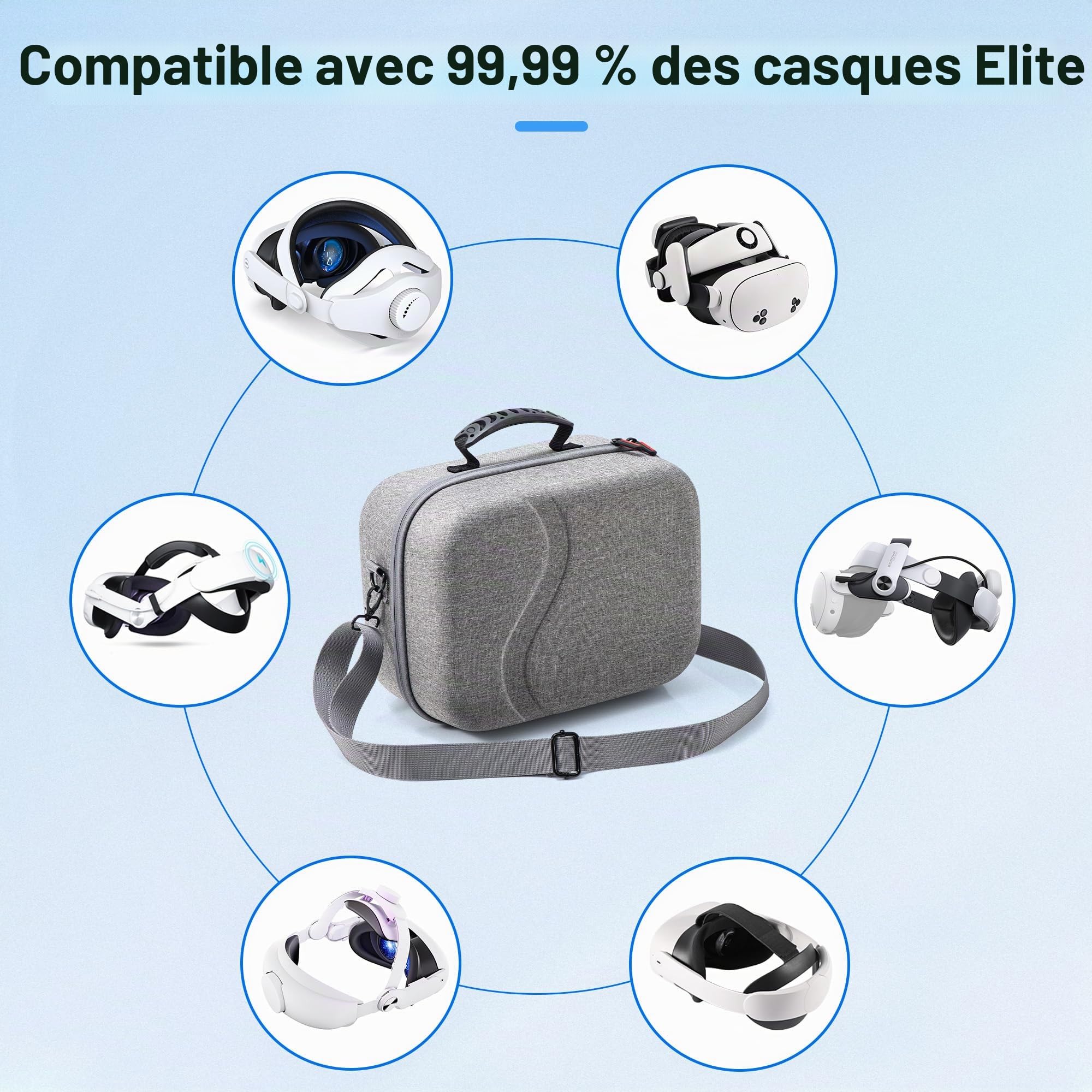Grand étui de transport pour Meta Quest 3S, étui de voyage rigide compatible avec BOBOVR S3 Pro/Kiwi, manette Oculus Quest 3S et autres accessoires, grand sac de voyage à coque rigide (taille XL,