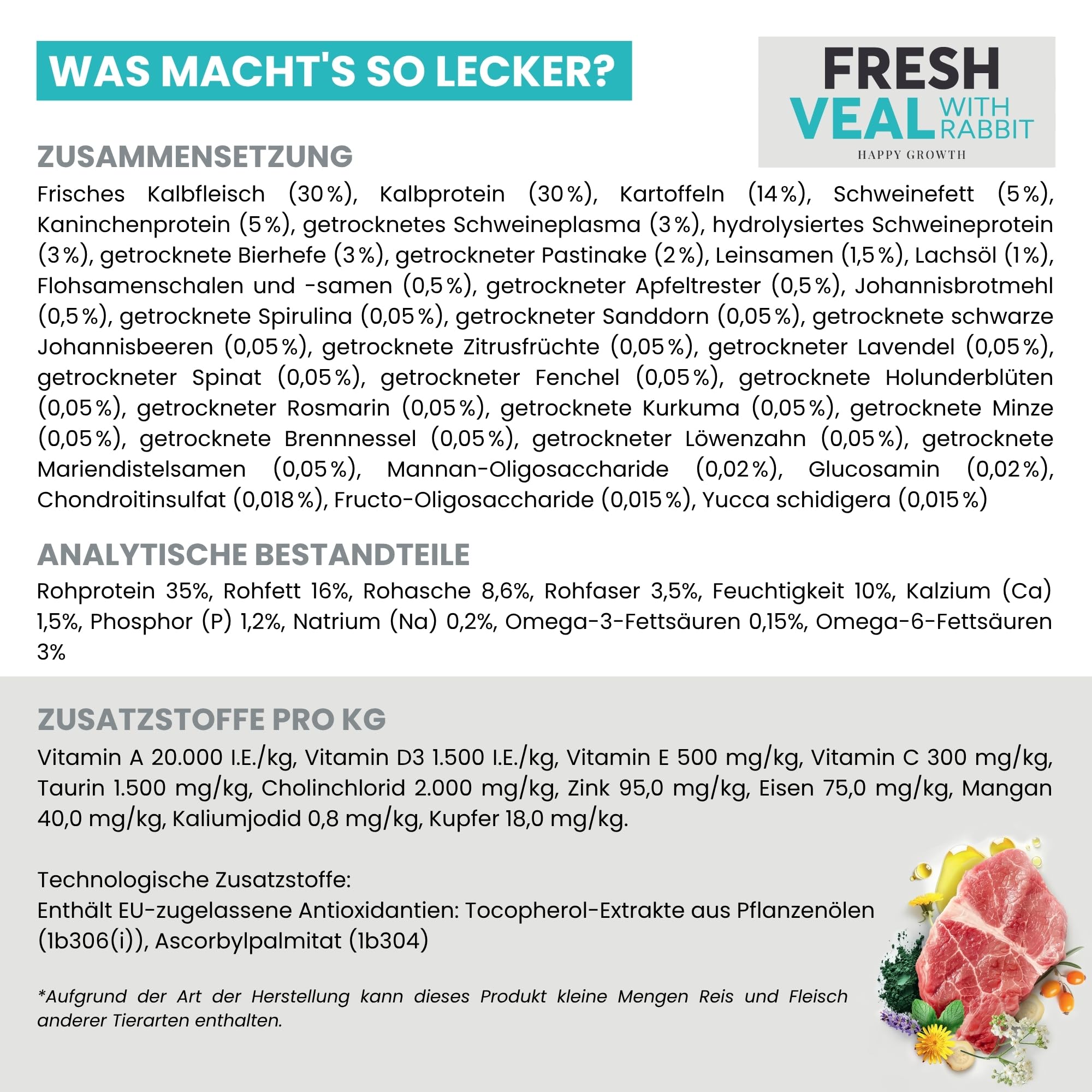 JOHN DOG Premium Welpenfutter Fresh Kalb & Kaninchen - Puppy Trockenfutter für Welpen mit 77% Fleischanteil - ohne Getreide und Huhn - Hundefutter trocken aus natürlichen Zutaten 12kg