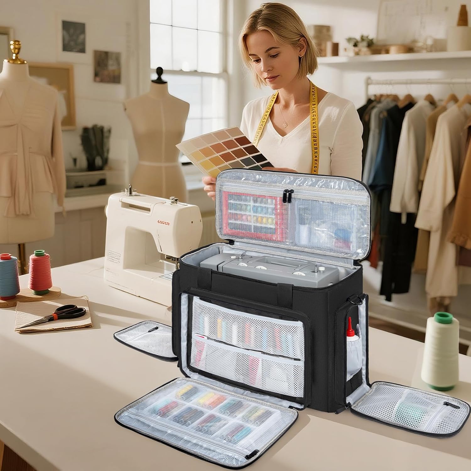 GMAK Sewing Machine Case with Detachable Dolly, Rolling Sewing Machine Bag