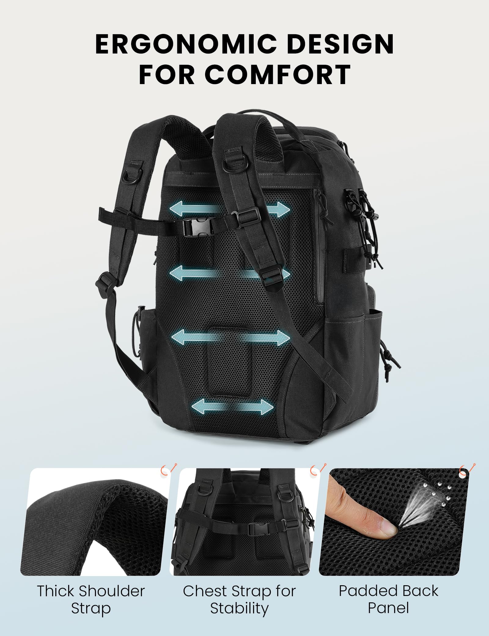 SKYSPER Sac à dos de pêche 40 L pour le rangement de matériel et d'équipement de pêche