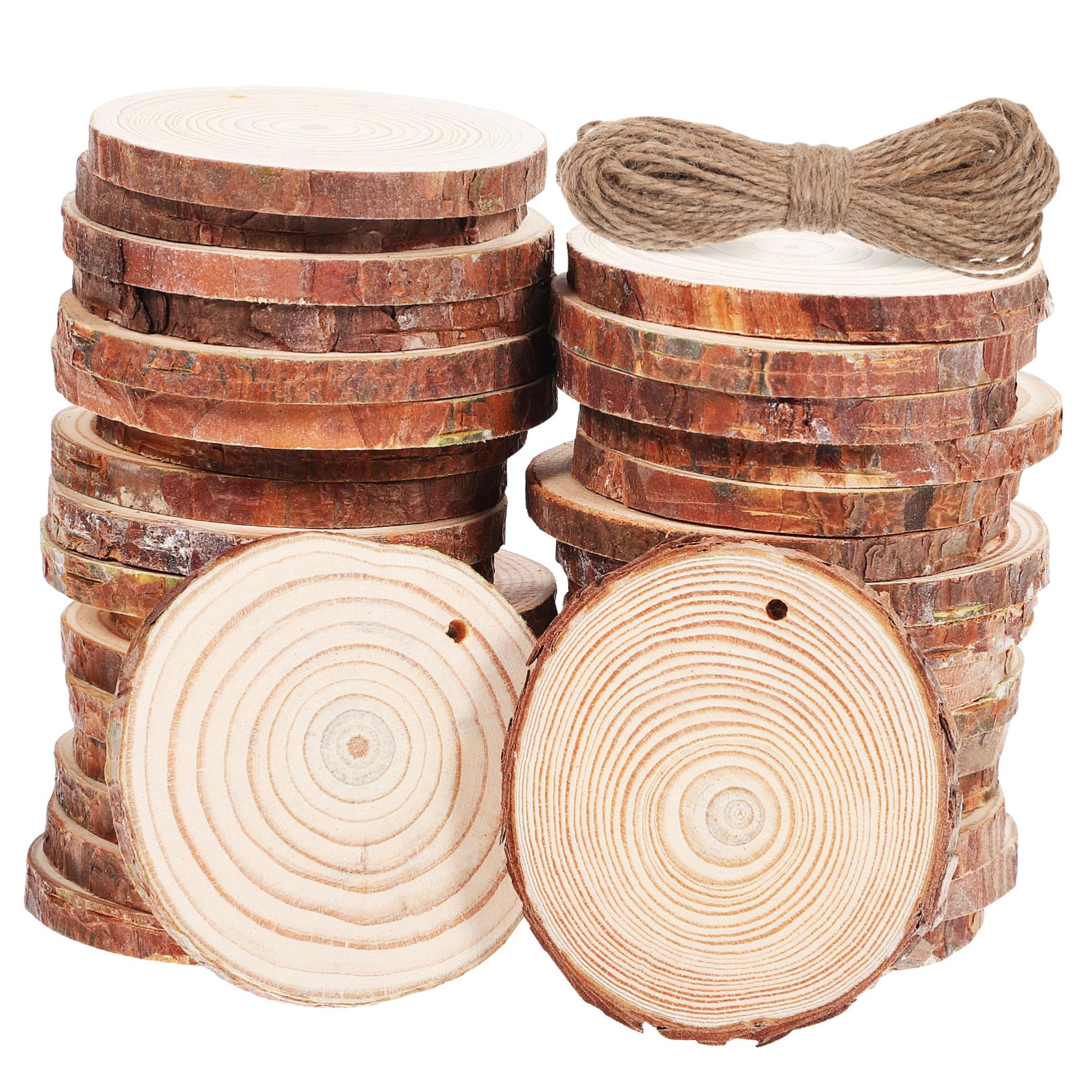 50stücke Ungebohrte Holzscheiben Aus Naturholz Runde Holzscheiben Zum Basteln Unbearbeitete Für Diy-projekte Holzausschnitte Zum Bemalen Und Dekorieren