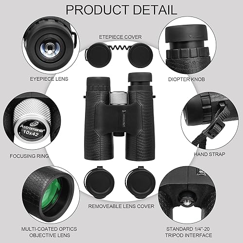 Miniatura 3 de Astromania Prismáticos compactos de 10 x 42 pulgadas, prisma -BK7, regalos para adultos y niños, para conciertos y teatro, observación de aves,